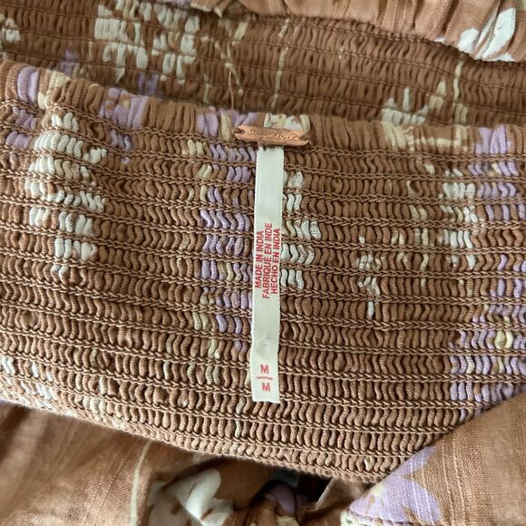 Free People Call Me Baby Blouse in Tan Size Medium - Picture 5 of 6